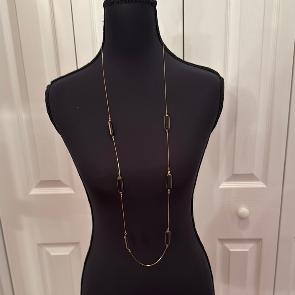 Gold Tone and Black Layering Necklace with Minimalist Design Made in Korea
